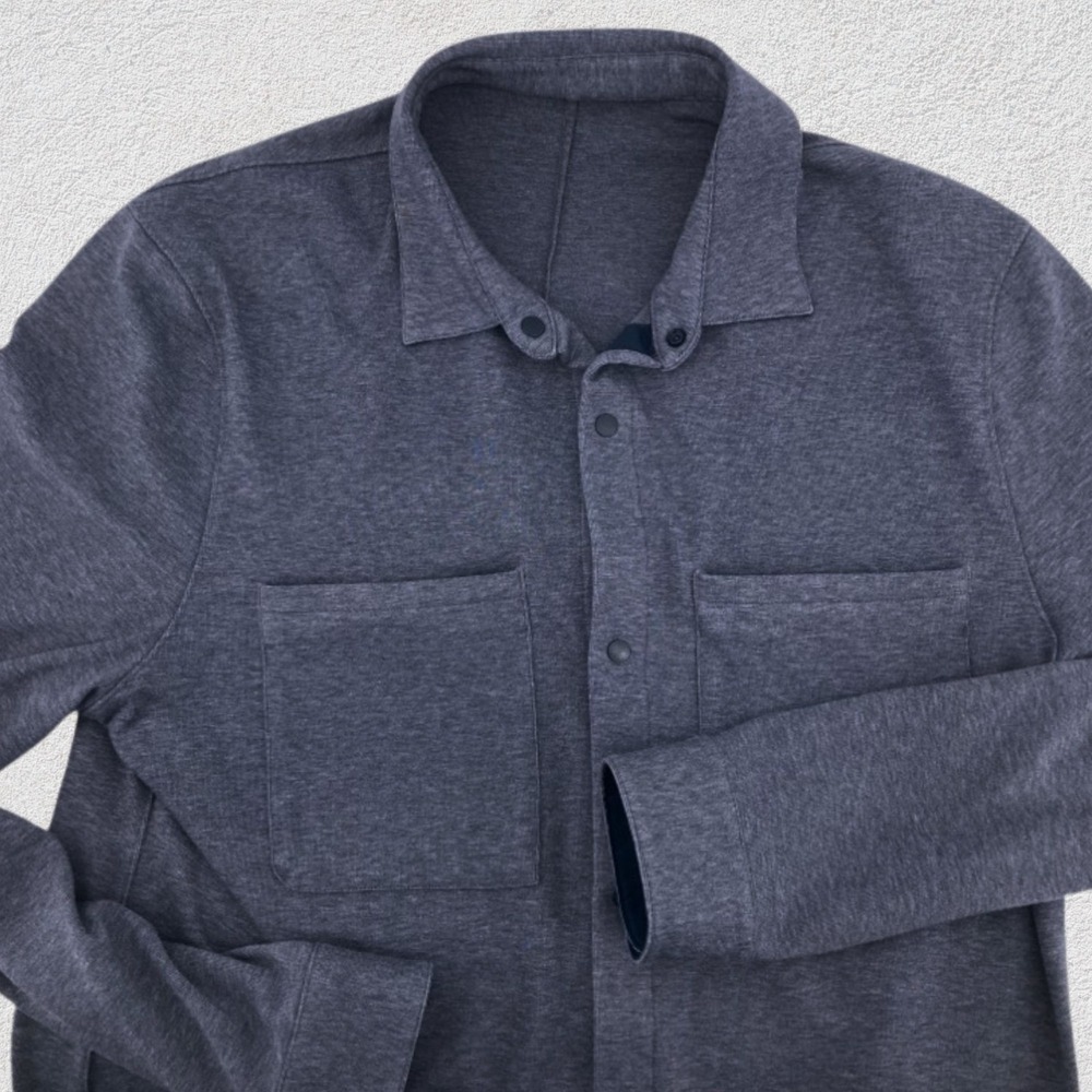 Lululemon Compatibility‎ Overshirt Style Snap Front Performance Shirt Men M Blue